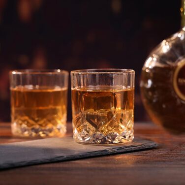 Набір з 4 склянок для віскі, 300 мл, склянка для води, набір подарунків, безпечно мити в посудомийній машині, кришталеве скло, подарунок для любителів віскі, для сім'ї, ресторану та вечірки