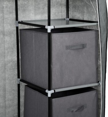 HOMCOM Wardrobe, Fabric Closet with Drawers, Clothes Rail and Zipper, Fabric Clothes Storage Rack Folding Closet for Bedroom, Dressing Room, 102 x 42.5 x 162.5 cm, Dark Grey