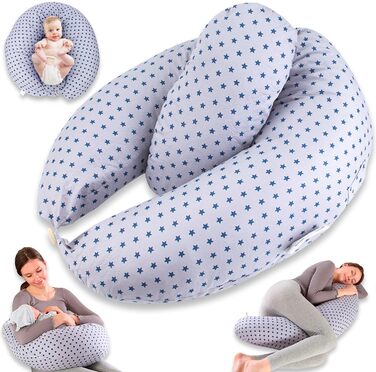 Подушка для вагітних та годування 2 в 1 XXL, подушка для сну на боці для малюка, подушка для вагітних з внутрішньою подушкою та бавовняним чохлом для годування (Блакитний)