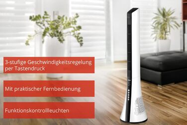 Турбовентилятор UNOLD 86890 View - білий, з осциляцією 60°, таймером, 3 швидкості, режими сну/нормальний/натуральний, з пультом керування