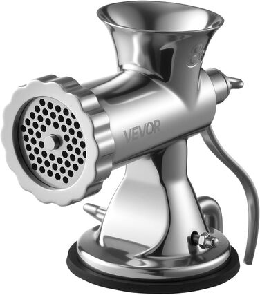 М'ясорубка ручна VEVOR 304 нержавіюча сталь, диски 4.5/8 мм, для фаршу та ковбас, срібляста