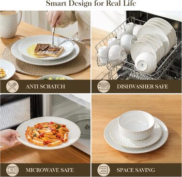 Набір кавових чашок з блюдцем MALACASA, 8 предметів, на 4 персони, керамічний сервіз, об'єм 180 мл, для кави, чаю, десертів, бежевий