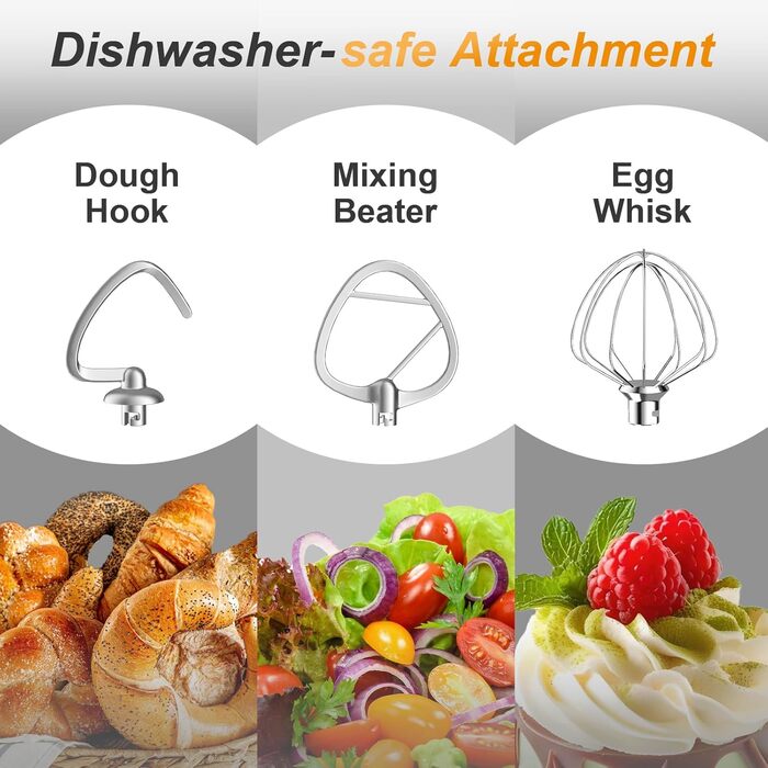 Кухонний комбайн-міксер 1300W з планетарним змішуванням, чаша 5.5л з нержавіючої сталі, 10 швидкостей, набір насадок та захист від бризок, Блакитний