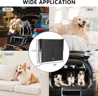 Східці для собак у машину DGSL: широкі, 4 сходинки, для позашляховиків, вантажівок, SUV, з антиковзким покриттям, зелені