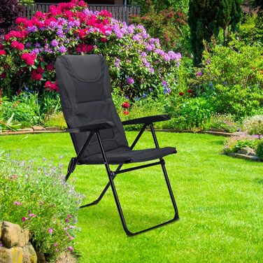 Крісло для кемпінгу Relaxdays COMFORT, з підлокітниками, регульоване, сіре