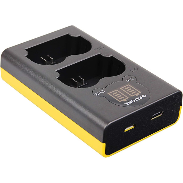 Зарядний пристрій Patona Dual LCD USB-C для акумуляторів Fujifilm NP-W235 (X-T4, X-T5, X-H2, X-H2S, X-S20, GFX-50S II, GFX-100S, GFX-100 II) – одночасний заряд двох акумуляторів, підтримка Powerbank