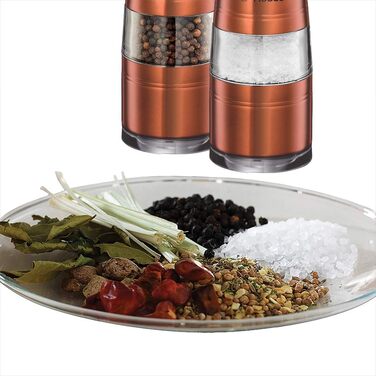 Електричні мельниці для спецій Russell Hobbs 23460-56 [2 шт.] з керамічним жорном, регулюванням помелу та LED-підсвічуванням (мідь)