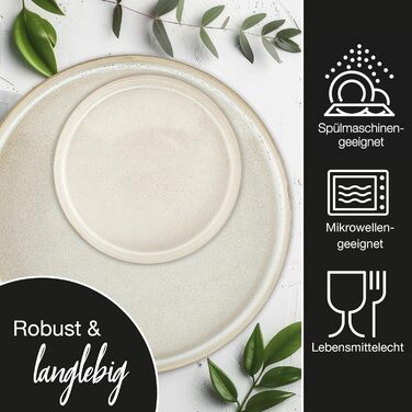 Moritz & Moritz Castello 20-Piece Dinnerware Set - Beige Stoneware Dinner Set for 4 - Includes Dinner Plates, Dessert Plates, Soup Plates, Bowls, and Cups