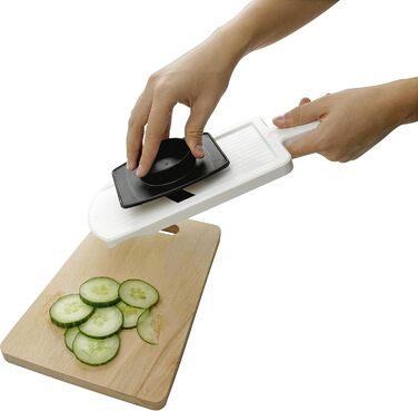 Набір для нарізки овочів Fackelmann з контейнером для залишків – овочерізка з двосторонньою нержавіючою сталлю, преміум-якість, білий/чорний, 1 шт.