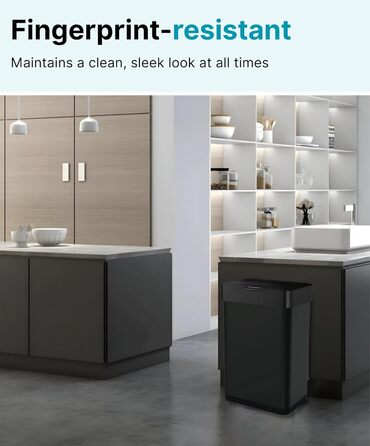 Сміттєвий бак сенсорний Five Stars 2x30л, нержавіюча сталь, чорний, для кухні, 2 відділення