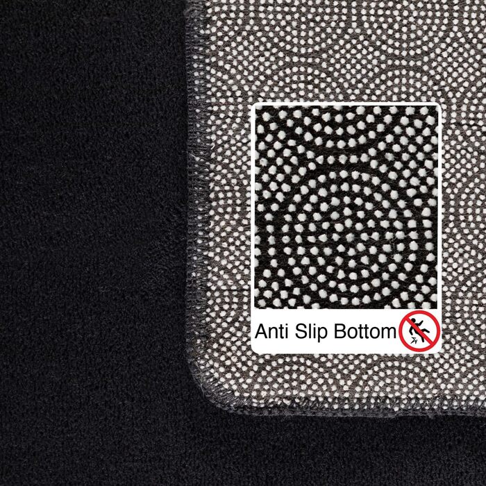 Килим для вітальні HomebyHome 140x200 см, чорний, з коротким ворсом, миючий, сучасний дизайн. Килим з коротким ворсом для кухні, спальні, 140 x 200 см (прямокутний), чорний