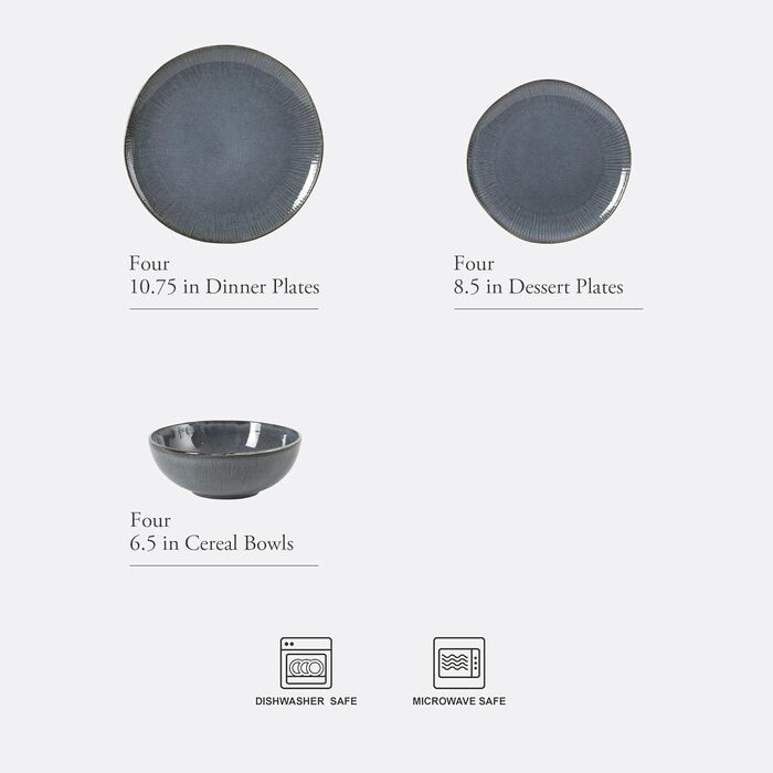 Сервіз столовий Gibson Elite Northrock Steingut 16-ти частинний для 4 осіб (12 предметів) - Білий з ручним розписом, кераміка Steingut