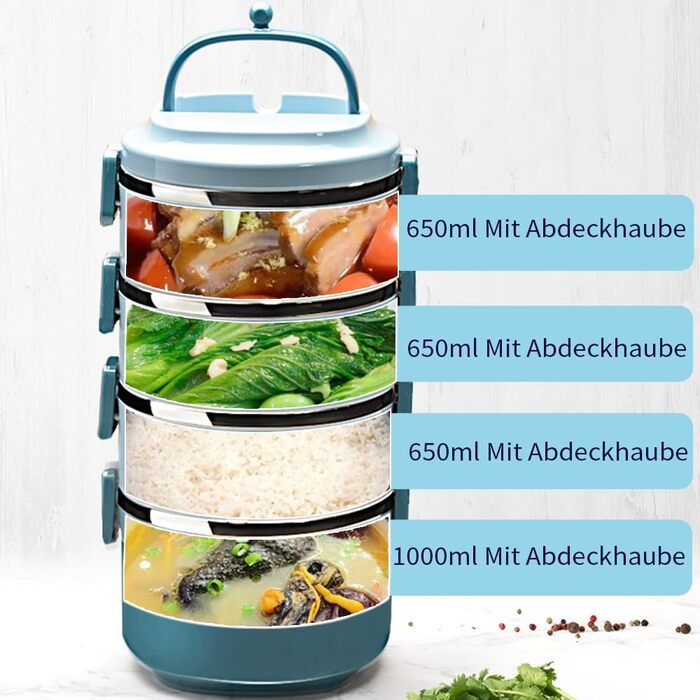 SANQIAHOME 3-Tier Stackable Stainless Steel Lunchbox, Leak-Proof, Green