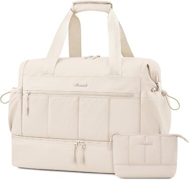 Сумка-валіза LOVEVOOK для жінок, легка клінічна/пологова сумка, спортивна сумка-дуфл, валіза для подорожей, ручна поклажа, водонепроникна з відділенням для взуття, бежева, M-30L