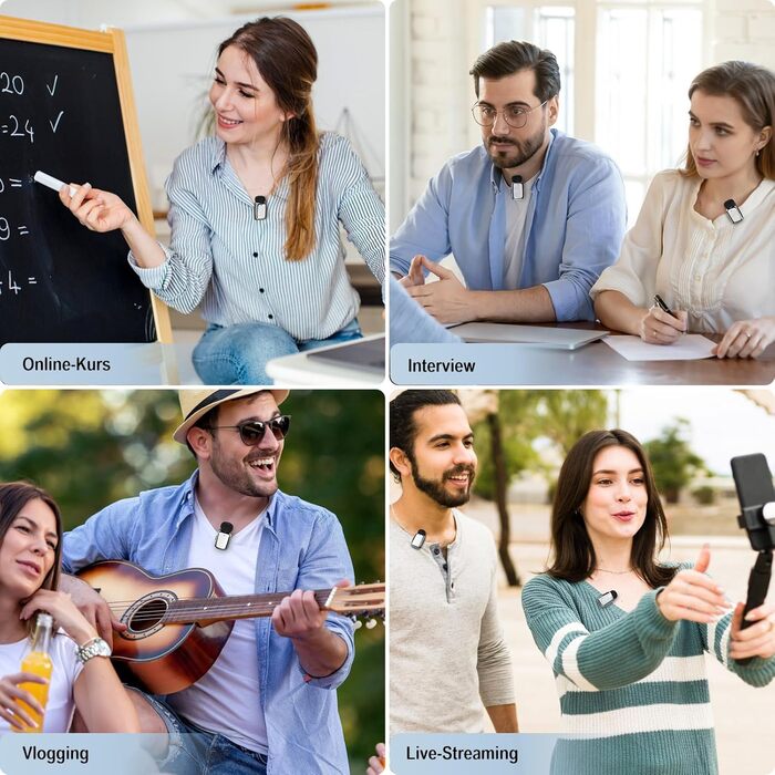 Мікрофон ZealSound Mini Wireless з USB-C/Lightning, для Android/iPhone, з шумозаглушенням, 33h акумулятор, 100м, для Vlogging, TikTok, Podcast, YouTube (M6 Чорний/Срібний)