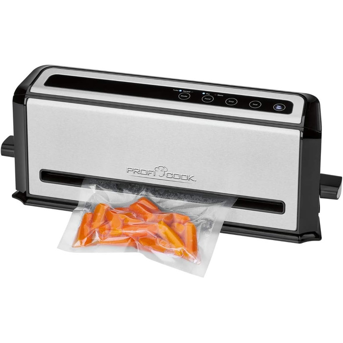 ProfiCook® Вакуумний пакувальник PC-VK 1080 | Sous Vide та вакуумне приготування | 10 пакетів, нержавіюча сталь, чорний