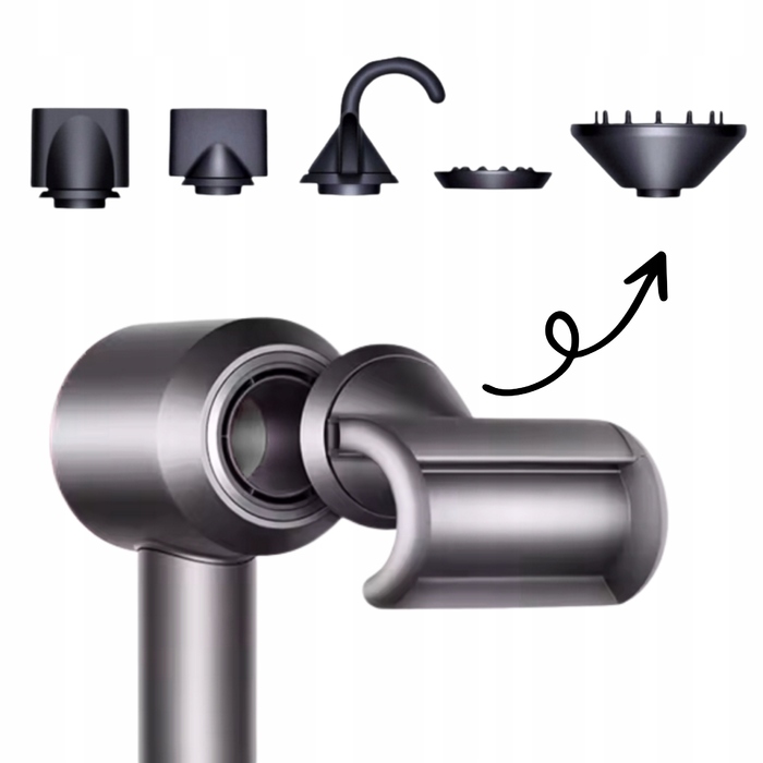 Професійний фен для волосся Dryer 6в1, 1600 Вт, з іонізацією та дифузором, сріблястий