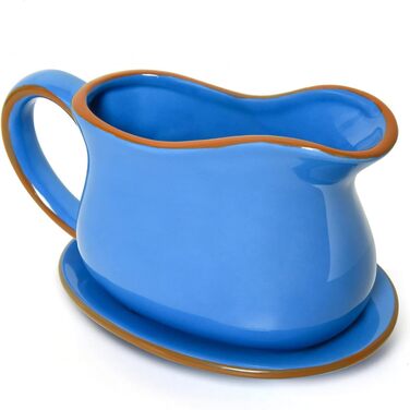Porcelain sauce dish with drip-free spout for sauces, ceramic, for warming sauces, salad dressings, milk and more, microwave and dishwasher safe, (Ceylon Blue)