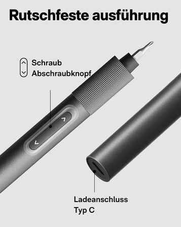 Набір викруток HOTO Feinmechaniker: електричний, магнітний, прецизійний. Для ремонту годинників, окулярів, телефонів, ПК. 170 об/хв, C4 × 28 мм