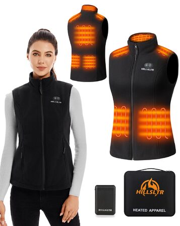 Обогревна жилетка для жінок з Powerbank 7.4V 12000mAh, 8 зон нагріву, 3 температурні режими, для катання на лижах/мотоциклі, чорний