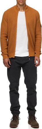 Чоловіча в'язана жилетка Indicode INayton зі стійким коміром та блискавкою | Кардіган з тонкого в'язання для чоловіків (M, Карамель)