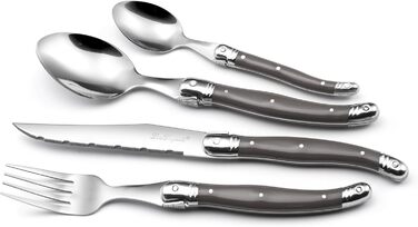 Набір столових приборів для стейку Lou Laguiole TRADITION (48 предметів) з нержавіючої сталі з кольоровими пластиковими ручками, на 12 осіб, перець