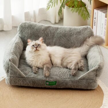 MEWOOFUN Cat Cave Cat Bed for Indoor Cats, Cute Kitten Bed Pet Sofa with Removable, Washable Cover and Anti-Slip Bottom for Small Dogs (White, ) (M, Gray)
