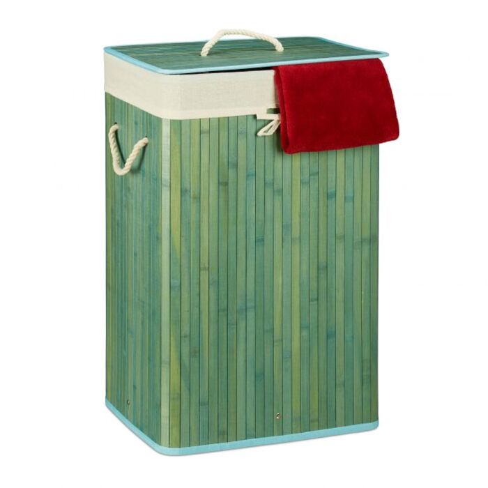 Relaxdays Bamboo Laundry Basket, Square