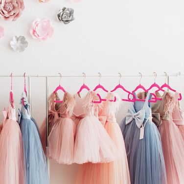 Дитячі вішалки для одягу HOUSE DAY, 60 шт., преміум-якість, ультратонкі, антиковзні, рожеві, 35,6 см