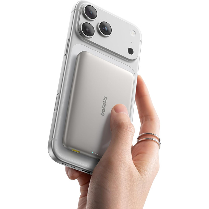 Power Bank Baseus Picogo AM41: Тонкий Qi2 Magsafe павербанк 15W, PD 27W, 10000mAh, USB-C, для iPhone 17/16/15/14/13/12 (Титановий)