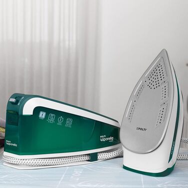 Polti Vaporella Express VE30.20, high-performance steam ironing station with up to 8 bar pump, ECO function, with One Temperature Technology and digital setting, White/Green Bianco E Verde