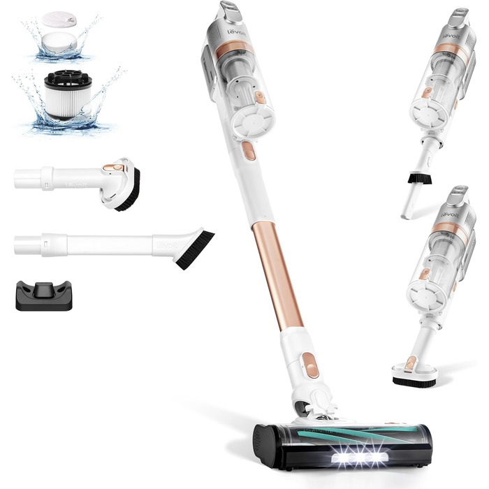 Бездротовий акумуляторний пилосос Levoit LVAC 200 Gold: 4-в-1, для дому, авто, видалення шерсті тварин, фільтрація 99,9%, до 50 хв роботи