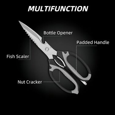 Кухонні ножиці для продуктів харчування, роздільні, придатні для миття в посудомийній машині, для нарізання м'яса та продуктів, кухонні ножиці, подарункова коробка (чорний)