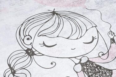 Дитячий килим TAPISO Emma, 120x170 см, рожевий, з антиковзким покриттям, принт, машинне прання 30°C, ÖKO-TEX