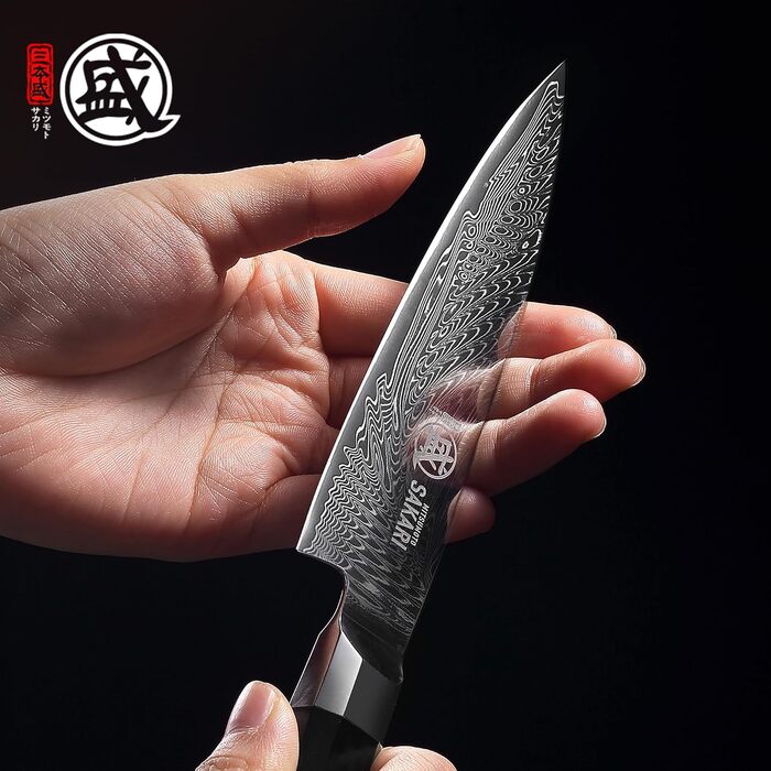 Кухонний ніж для шеф-кухаря MITSUMOTO SAKARI Gyuto, порошковий сталь VG-Pro, чорна ручка, 14 см, Японія