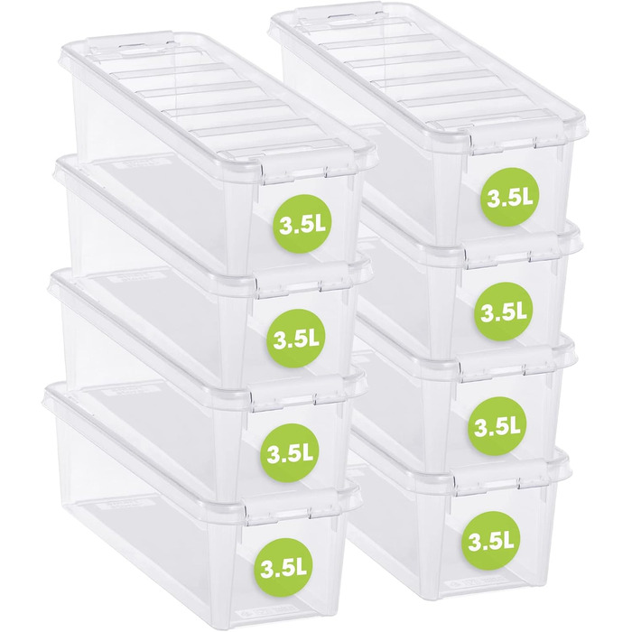 SmartStore - 10x Storage Box with Lid Classic 2L (21x17x11cm) | Stackable Box with Lid | Food-Safe Plastic Box | Plastic Box with Lid & Reinforced Corners | 10-Year Warranty (3.5L)