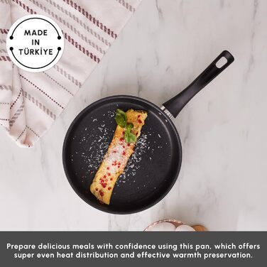 Набір кухонного посуду Karaca Biogranit Blackgold 12 предметів | Покриття з антипригарним ефектом | Стійкий до подряпин | Здоровий та екологічний | Енергоефективний | Елегантний дизайн | Легко миється (24 см, Сірий)