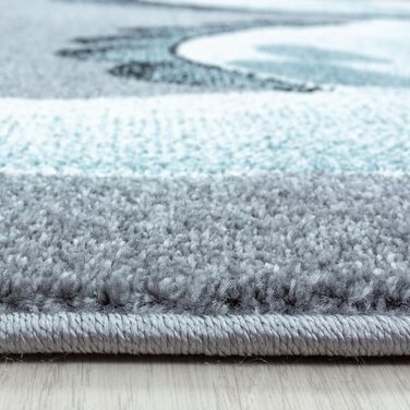 Дитячий килим Carpetsale24 з динозаврами, 80x150 см, блакитно-сірий, короткий ворс, для хлопчиків та дівчаток, м'який, легкий у догляді