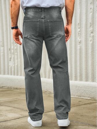 Чоловічі джинси Runcati Regular Fit: зручні стрейч джинси з деніму для повсякденного носіння, сірі, розмір XL