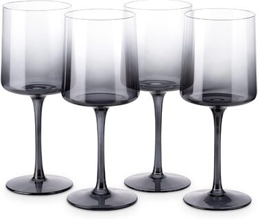Navaris Gray-Tinted Wine Glasses, Set of 4 - Colored Stemware - Stylish Designer Glassware for Serving Wine, Cocktails, and Desserts