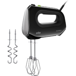 Braun Household MultiMix 2 HM2110BK Hand Mixer - Handheld Mixer with 4 speed settings plus Turbo, FastMix Technology, EasyClick, incl. whisk and dough hooks, one-hand operation, 500W, Black Black MultiMix 2 - incl. whisk & dough hooks