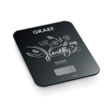 Кухонні ваги GRAEF KS202 чорного кольору з цифровим дисплеєм, скло, до 5 кг, функція тарування