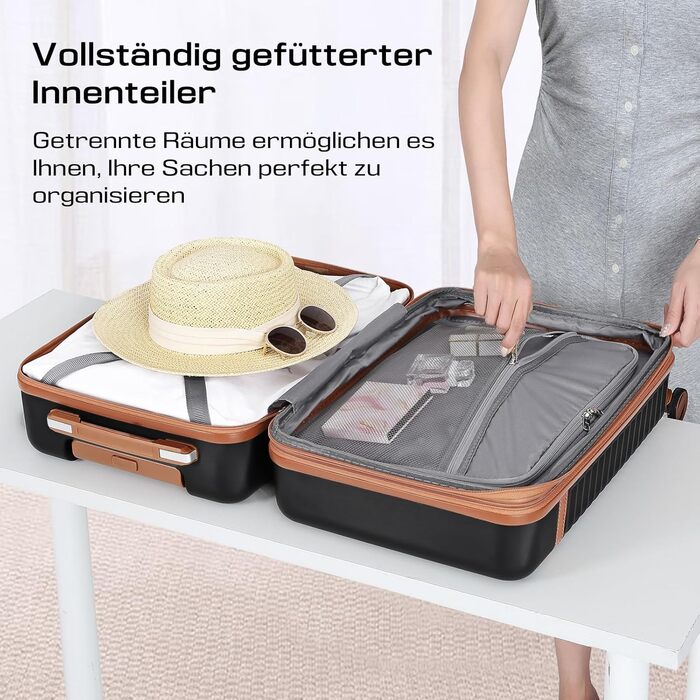 Чохол-валіза Joyway ABS, розширюваний, на 4 колесах з TSA-замком, набір (1 велика сумка, 1 косметичка, чорний, M)