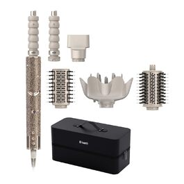 Фен-щітка Shark FlexStyle Sparkle Limited Edition Gold Diamond 5-в-1 з набором насадок (локон, щітка-гребінець, овальна, концентр., дифузор), HD446JSEU