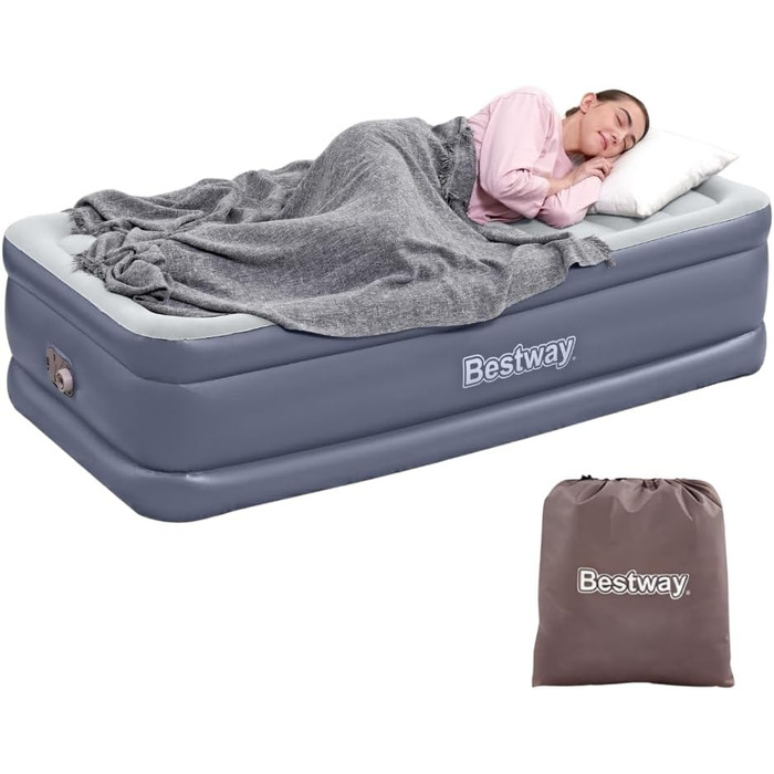 Надувний матрац Bestway TriTech XL Single з вбудованим електронасосом, 191x97x51 см, блакитний