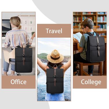 Рюкзак для ноутбука чоловічий/жіночий, 15.6 дюймів, з USB-портом, для подорожей, навчання, велосипеда (Чорний)