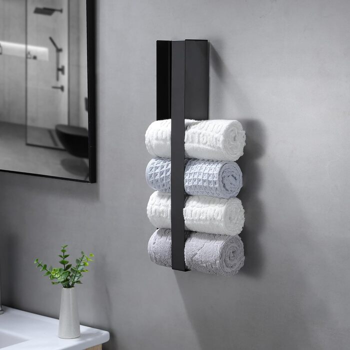 Тримач для рушників ZUNTO без свердління, для гостей, стійкий, нержавіюча сталь, 40 см, чорний