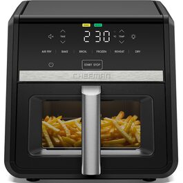 Фритюрниця електрична Chefman TurboFry 8.5л 6-в-1 з оглядовим вікном, чорна - аерофритюрниця, духовка, гриль