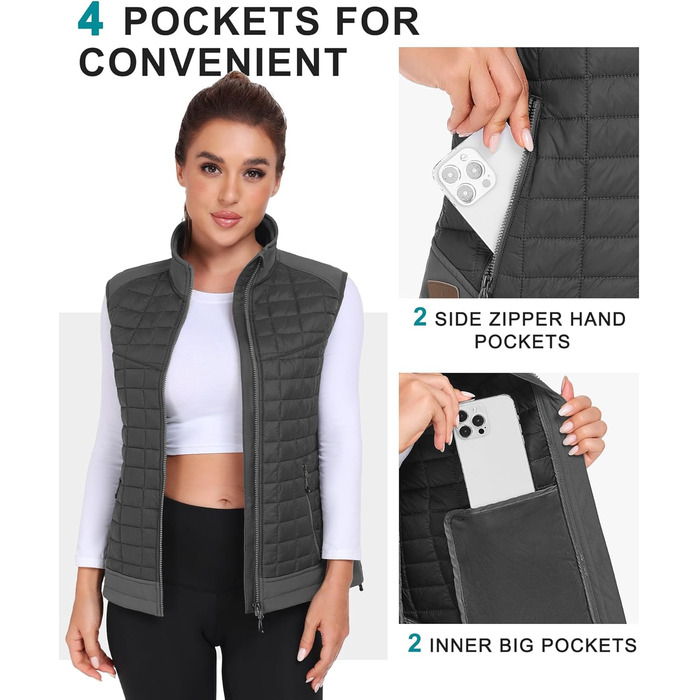 Жіноча жилетка Little Donkey Andy Легка пухова, тепла безрукавка для активного відпочинку, туризму, бігу, подорожей, колір темно-сірий
