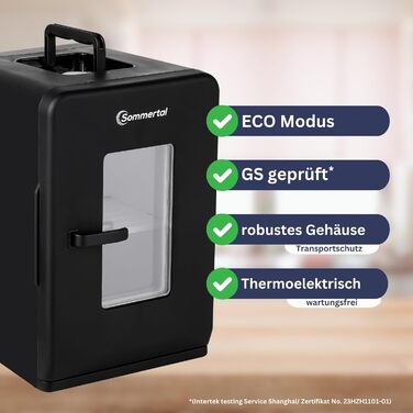 Sommertal KS15 Mini Refrigerator, cooling and heating, 15L capacity, 230V for room outlet and 12V DC for car, beer refrigerator, beverage refrigerator, small portable minibar